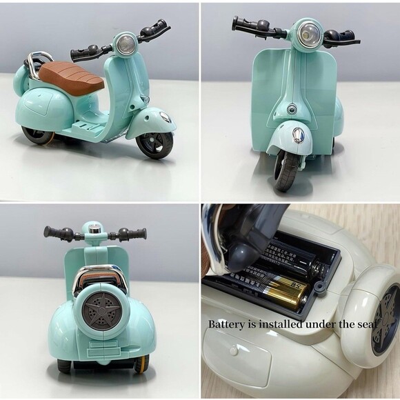 Labubu Tide Flow Motor Car Scooter Toy Green Toy Doll with Light and Music Vespa - Picture 6 of 7